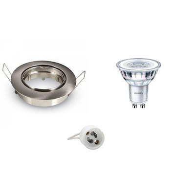 GU10 Inbouwspot Set - Mat Chroom - Inbouw Rond - Kantelbaar, Ophalen of Verzenden, Nieuw, Overige fittingen, Plafondspot of Wandspot