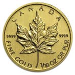 Canada. 5 Dollars 1/10 oz $5 CAD Canadian .9999 Fine Gold