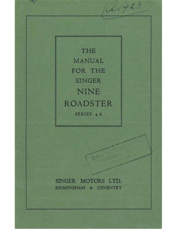 1950 SINGER NINE ROADSTER (SERIES 4A) INSTRUCTIEBOEKJE