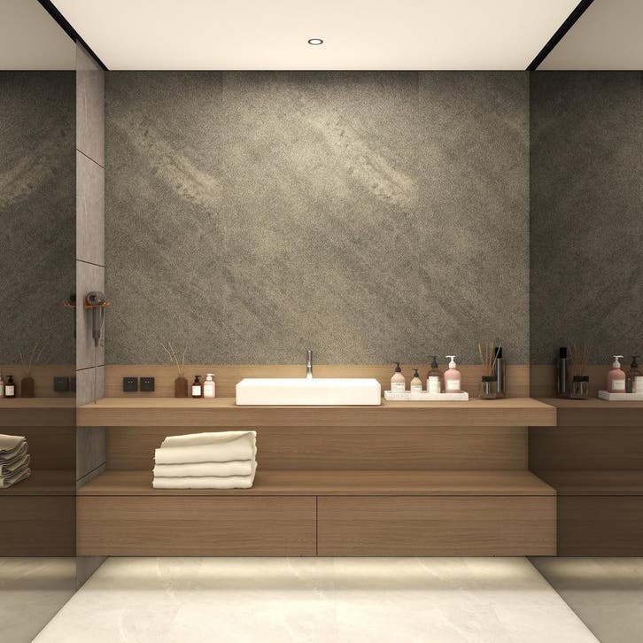 Wandpaneel Bladel set van 4 panelen 120x60 cm Grey Stone [ne, Doe-het-zelf en Verbouw, Platen en Panelen, Verzenden