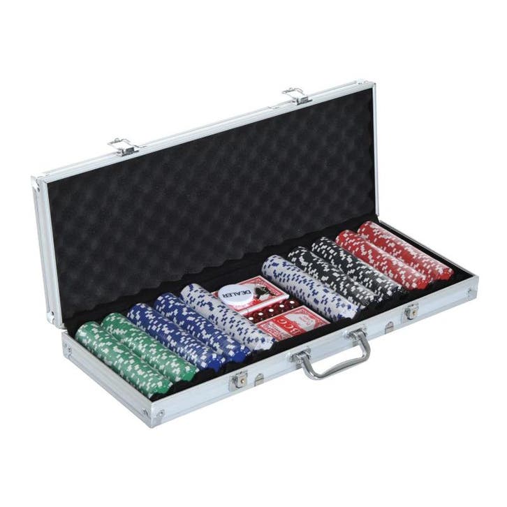 TRUUSK Pokerset 500 Pokerchips - 2x Pak Kaarten - 5x Dobbels, Sport en Fitness, Rugby, Nieuw, Verzenden
