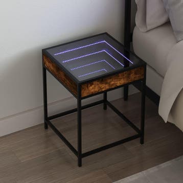 vidaXL Nachtkastje met Infinity LED 40x40x51 cm gerookt, Verzenden, Nieuw, Hout