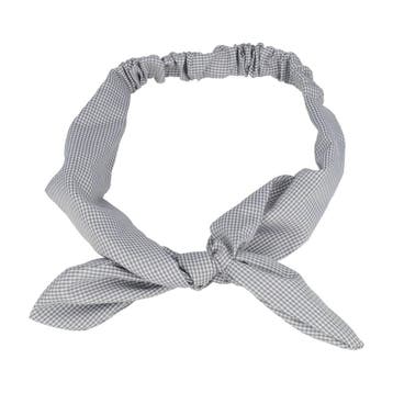 Haarband Knoop 6cm – Strikje met IJzerdraad – Ruitprint –, Nieuw