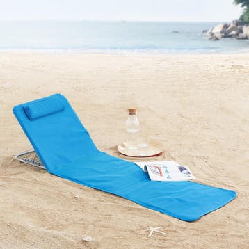 [en.casa] Strandmat Cellorigo met rugleuning set van 2 blauw, Verzenden, Nieuw