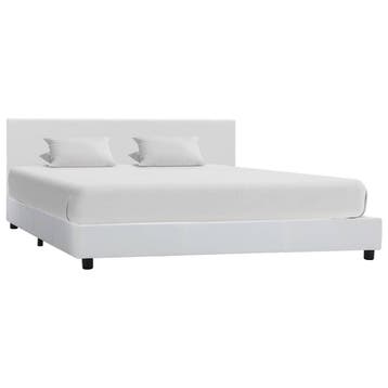 vidaXL Bedframe kunstleer wit 160x200 cm, Overige materialen, Verzenden, Wit, 200 cm