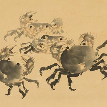 Seven Crabs with Box - Kono Bairei  (1844-1895) - Japan