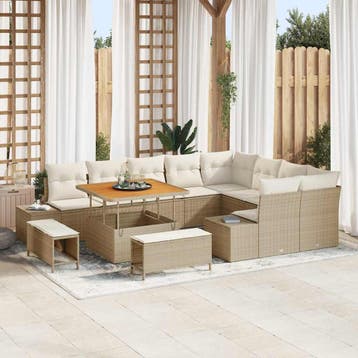 vidaXL Tuinbankenset 12 st 11-Aantal zitplaatsen Beige Poly, Verzenden, Nieuw, 2 zitplaatsen