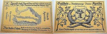 5 Mark ohne Jahr duitse Serienscheine Apolda 1918-1922, Verzenden