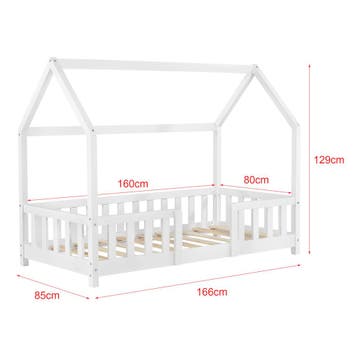 Kinderbed Sisimiut met uitvalbeveiliging en matras 80x160 wi, Verzenden, Nieuw