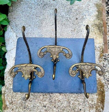 Set kapstokhaken (3) - Messing - Vintage, Antiek en Kunst