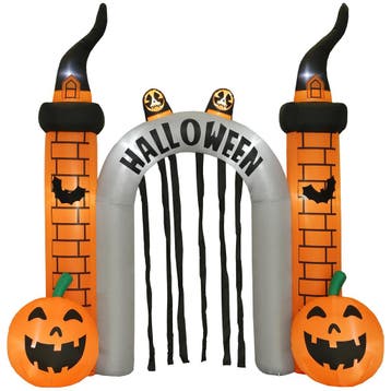 Opblaasbare Halloween Boog, Pompoen Ontwerp, LEDs, Haringen,, Verzenden, Nieuw