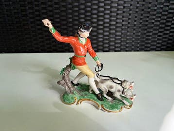 Nyphenburg - Beeldje - Piqueur mit Hunden - Porselein