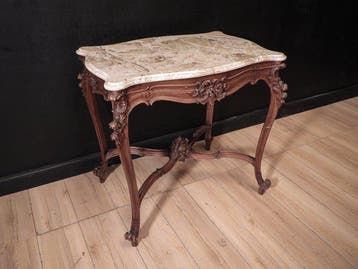 Middentafel - Hout, Walnoot, Marmer