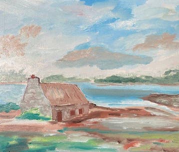 Émile Descamps (XIX-XX) - Maison de pêcheur sur le littoral