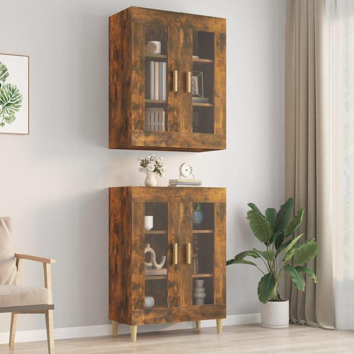 vidaXL Hangkast 69,5x34x90 cm gerookt eikenkleurig, Huis en Inrichting, Kasten | Buffetkasten, 25 tot 50 cm, Nieuw, Overige houtsoorten