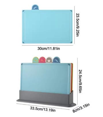 Set van 4 Kleurgecodeerde Snijplanken met Standaard, Antiek en Kunst, Verzenden