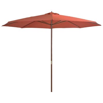 Grote parasol 350cm terracotta - 46% korting (Retoertje), Ophalen of Verzenden, Zo goed als nieuw, 3 tot 4 meter, Stokparasol