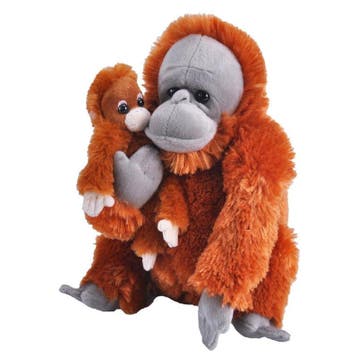 Orang oetan knuffel met baby - pluche - 38 cm - aap, Verzenden, Nieuw