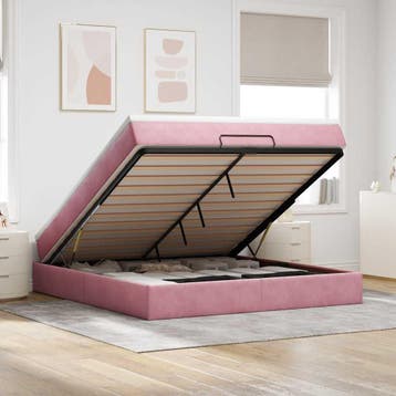 vidaXL Ottoman bed met matras 180x200 cm fluweel roze, Huis en Inrichting, Slaapkamer | Bedden, Eenpersoons, Verzenden, Nieuw