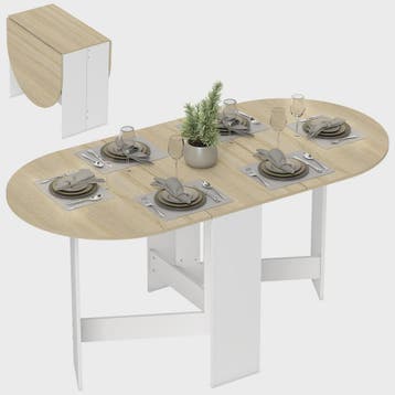 Homcom Ovalen Eettafel met Klapvleugels - 163x80x75 cm - Nat, Verzenden, Nieuw