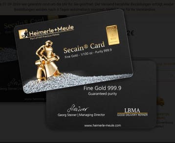 Wereld. Secain Heimerle und Meule - 1/100 oz (.999) (Zonder, Postzegels en Munten