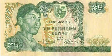 Indonesië 25 Rupiah 1968 - Prachtig, Verzenden