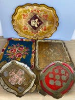 Dienblad (5) - Hout, hout-kunststofcomposieten - Vijf, Antiek en Kunst