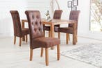Elegante stoel CASA vintage bruin met decoratieve knopen, Huis en Inrichting, Stoelen, Ophalen of Verzenden, Nieuw