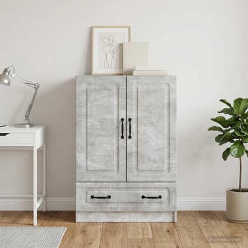 vidaXL Dressoir met lade Betongrijs 66 x 34,5 x 92 cm, Verzenden, Nieuw, Overige houtsoorten, Minder dan 50 cm