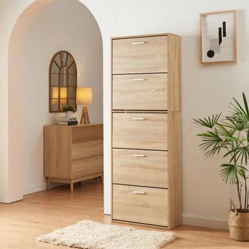Schoenenkast Sykkylven 5 kleppen sonoma eiken 169x60x24 cm [, Huis en Inrichting, Verzenden, Nieuw