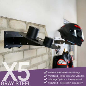 X5 Helmet & Gear Wall mount Gray Steel, Motoren, Verzenden, Nieuw met kaartje