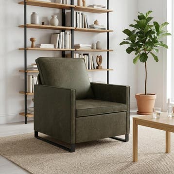 vidaXL Fauteuil Legergroen 70 x 81 x 82 cm Faux Suède Stof, Huis en Inrichting, Eenpersoons, Verzenden, Nieuw, Minder dan 150 cm