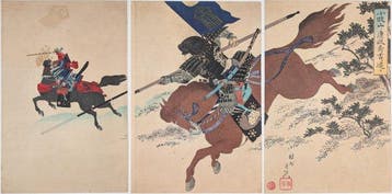 Chikanobu · Sakakibara Yasumasa jaagt Hideyoshi op bij de