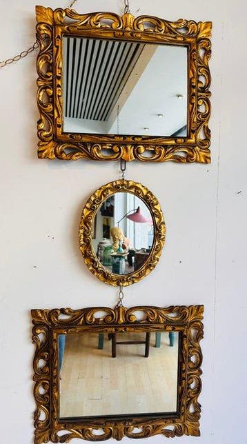 Spiegel - Hout - Drieluik in barokstijl, Antiek en Kunst, Curiosa en Brocante