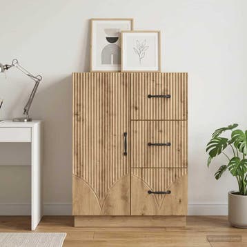 vidaXL Dressoir Artisanaal eiken 66 x 34,5 x 87 cm Bewerkt, Verzenden, Nieuw, Overige houtsoorten, Minder dan 50 cm