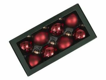 Kerstballen Glas DonkerRood Combi mat glans 8 cm Set van 8, Diversen, Kerst, Ophalen of Verzenden, Nieuw