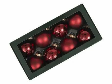 Kerstballen Glas DonkerRood Combi mat glans 8 cm Set van 8, Diversen, Kerst, Nieuw, Ophalen of Verzenden