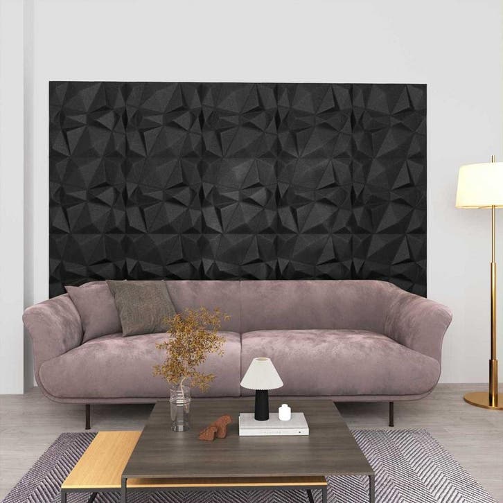 vidaXL Wandpanelen 48 st 50 x 50 cm Diamant Zwart XPS Schuim, Doe-het-zelf en Verbouw, Platen en Panelen, Nieuw, Verzenden