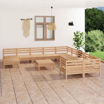 vidaXL 12-delige Loungeset massief grenenhout, Verzenden, Nieuw, Loungeset