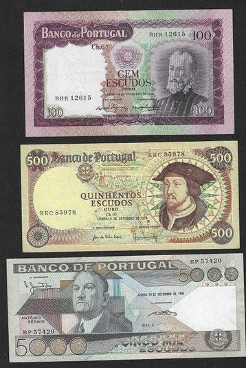 Portugal. - 3 Banknotes - Various Dates (Zonder
