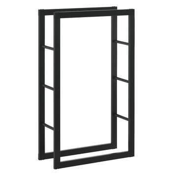 [en.casa] Brandhout rek houtopslag Täby zwart 60x25x100 cm, Verzenden