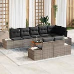 vidaXL Tuin Sofa Set met opslag 9 pcs Grijs, Tuin en Terras, Tuinsets en Loungesets, Verzenden, Nieuw, Rotan, Meer dan 8 zitplaatsen