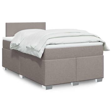 vidaXL Boxspring met matras stof taupe 120x190 cm, Verzenden, Nieuw, 190 cm of minder, Twijfelaar