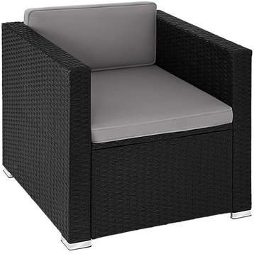 Wicker loungeset Lignano met 2 fauteuils - zwart, Verzenden, Nieuw