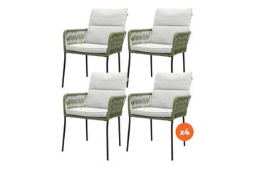 Set van 4 - Teresa dining tuinstoel Rope - Green, Tuin en Terras, Verzenden, Nieuw, Overige materialen