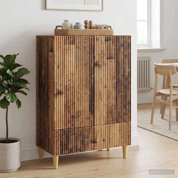 vidaXL Dressoir met lade Oud hout 66 x 34,5 x 95 cm Bewerkt, Verzenden, Nieuw, Overige houtsoorten, Minder dan 50 cm