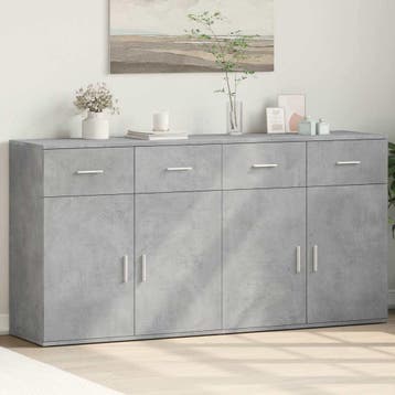 vidaXL Dressoirs 2 st 79x38x80 cm bewerkt hout betongrijs, Verzenden, Nieuw, Overige houtsoorten, Minder dan 50 cm