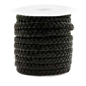 50cm DQ leer plat gevlochten 5mm Black metallic, Ophalen of Verzenden, Nieuw, Draad