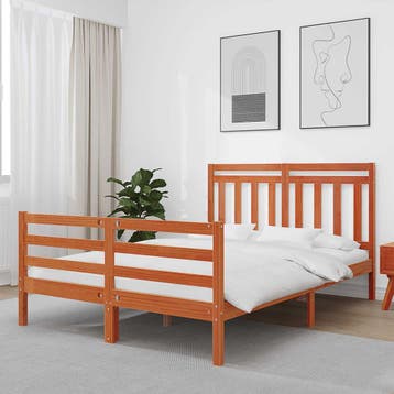 vidaXL Bedframe met hoofdeinde Wasbruin 140 x 200 cm, Verzenden, Nieuw, Bruin, Hout