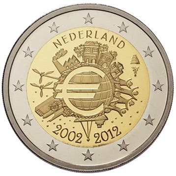 2 Euro 2012 - 10 Jaar Euro UNC, Postzegels en Munten, Munten | Nederland, Verzenden